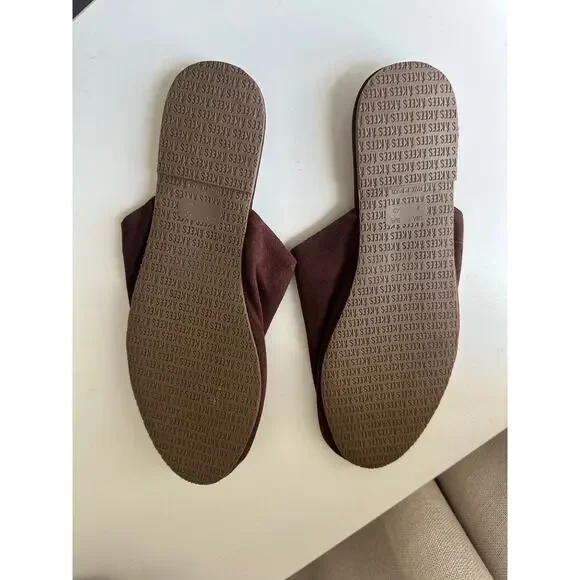 Tkees (9) Chocolate Brown Suede Slip On Mules Minimalist Quiet Luxury Vibes - Picture 3 of 6